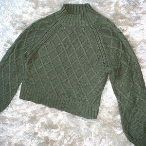 Green mock neck AE turtleneck sweater
